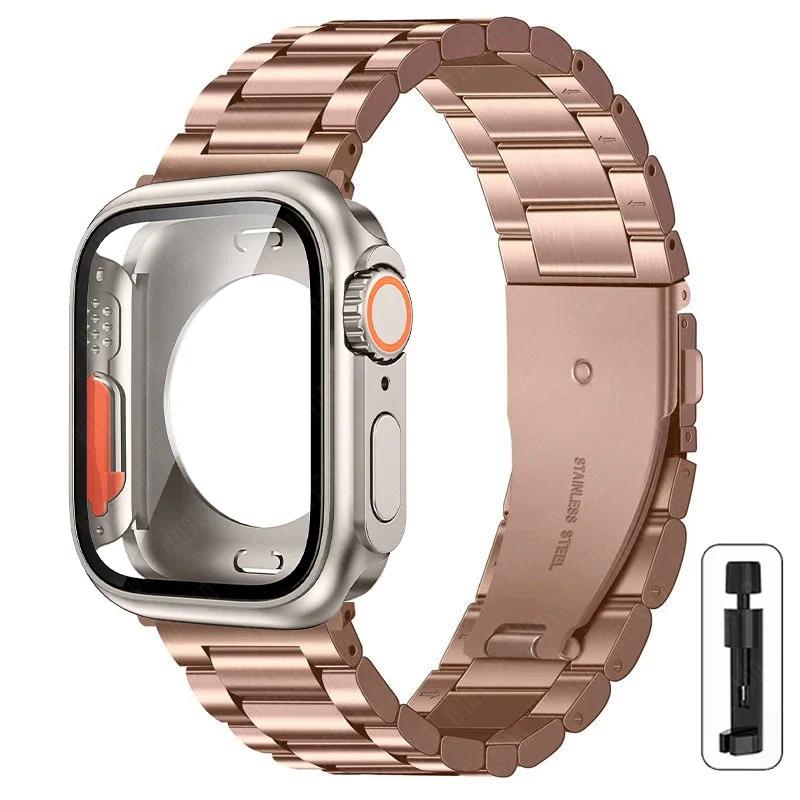 Change to Ultra Case+Band For Apple Watch 40mm 44mm 41mm 45mm Metal Stainless Steel strap for iWatch series Series 98 7 6 SE 5 4