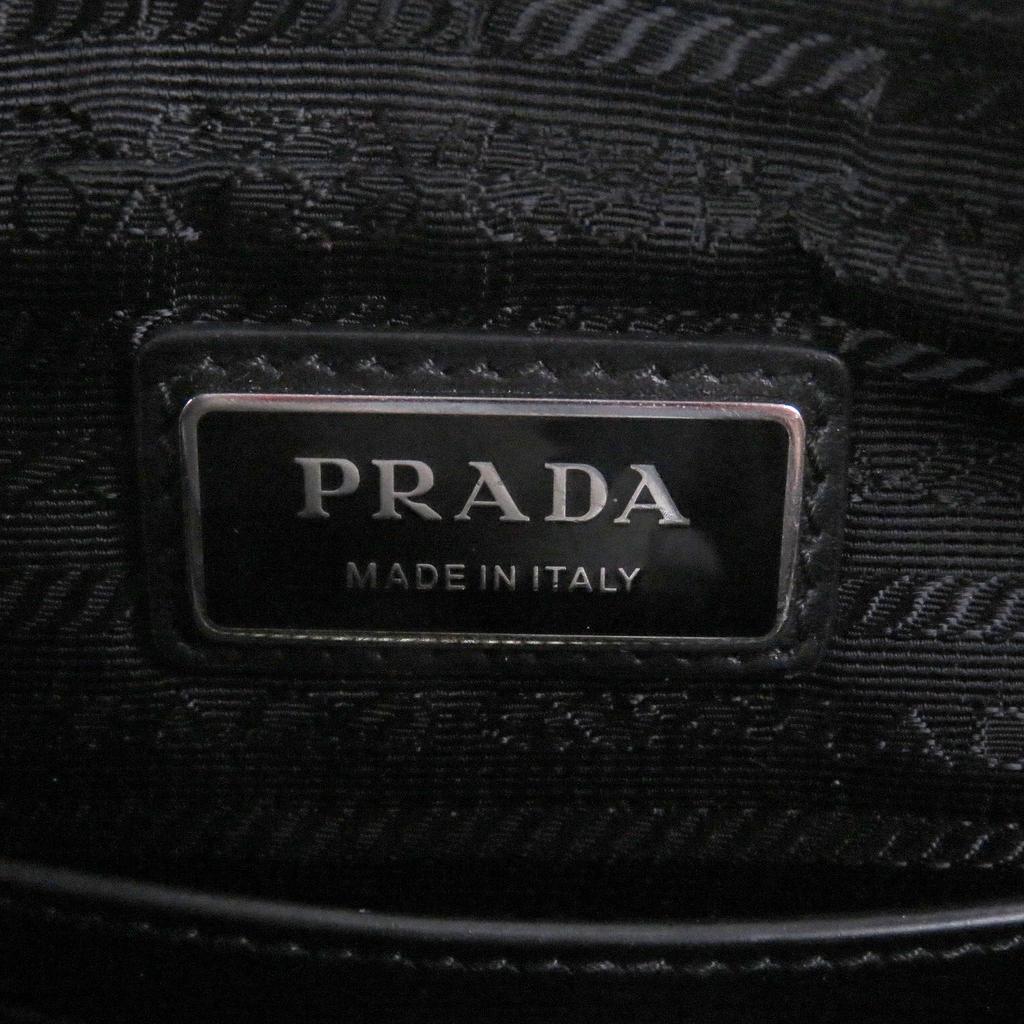 Great PRADA Shoulder Bag Triangle logo mini pouch black Safiano Used