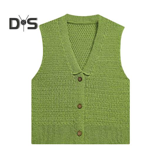 Women's Cropped Sweater Vest V Neck Button Down Crop Top Summer Casual Knit Sleeveless Cardigan for Teens Girls
