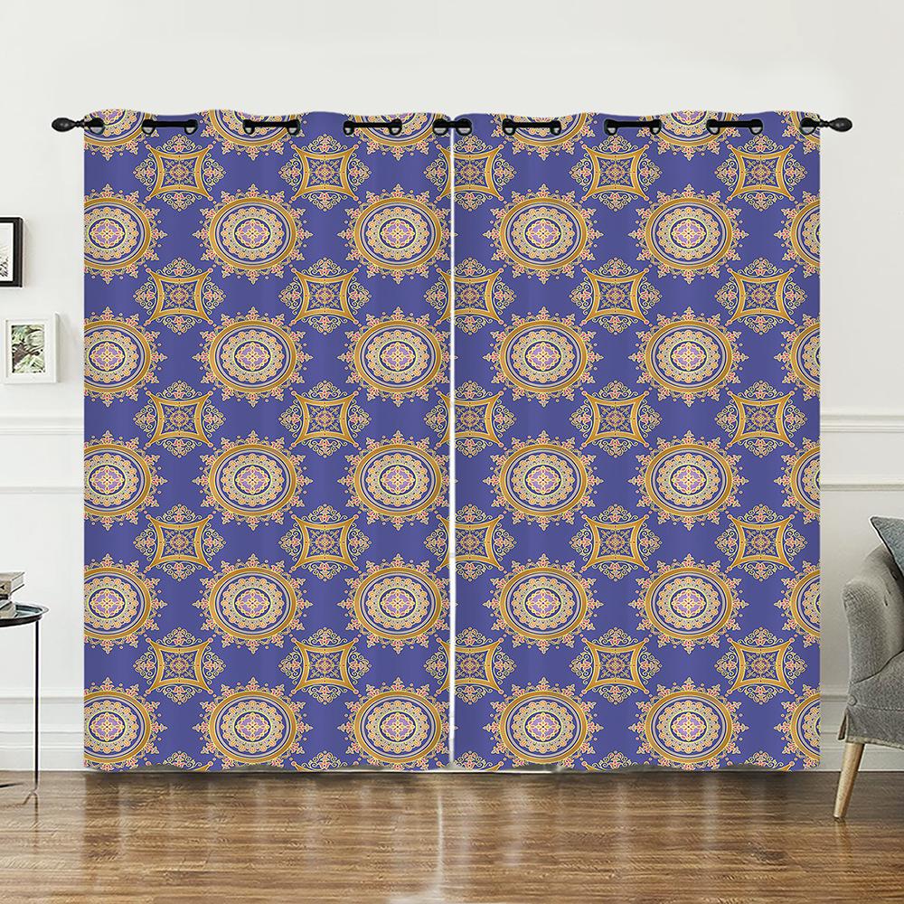 Curtains Bohemian Court Flower Curtains Bedroom Living Room Blackout Curtains Perforated