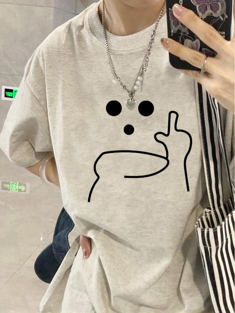 Damen 2025 Sommer Reiner Baumwolle Kurzarm T-Shirt - Gerades Schulterdesign, Lockere Passform, Trendiger Amerikanischer Nischenstil