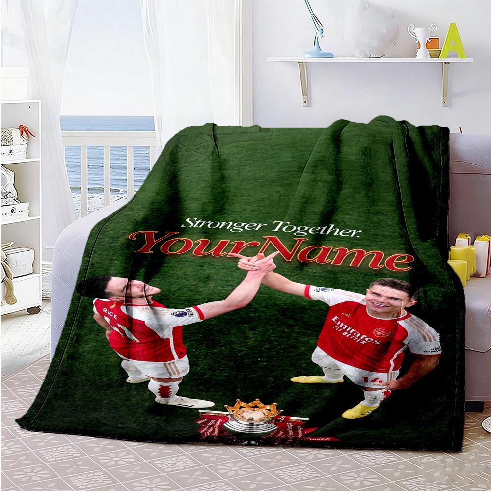 Arsenal Customize Your Name Blanket Cozy Customizable Blanket Ultra-Soft Suitable for Bedding Office Chair Nap All-Season Use