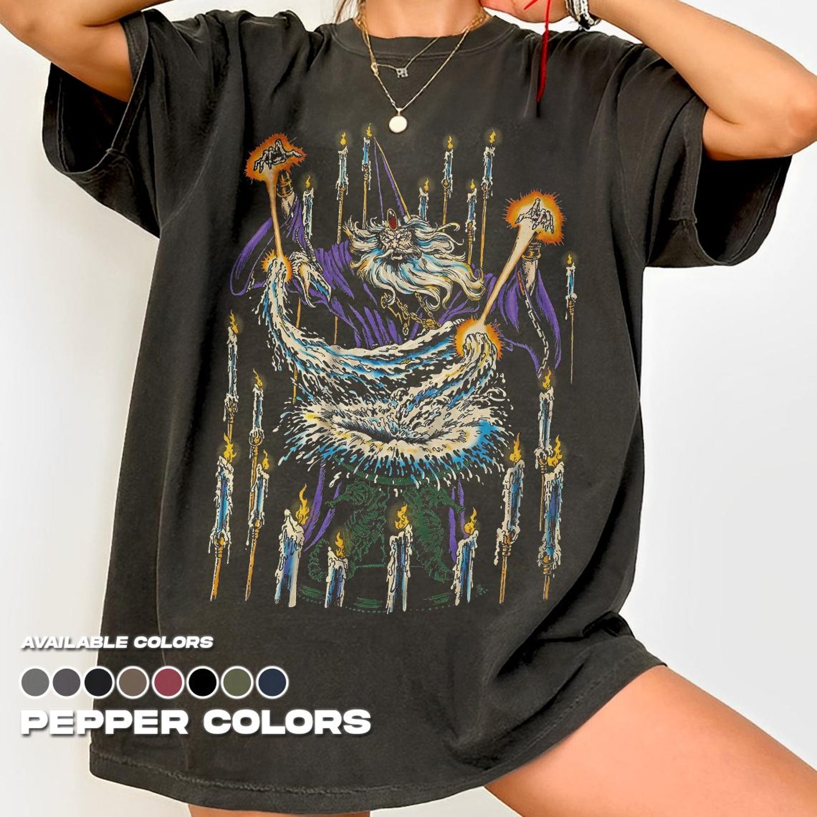 Wizard Dark Fantasy Shirt, Retro 90s Graphic Tee, Unisex Cotton T-Shirt S