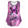 Summer Women's Sleeveless Colorful Cute Butterfly Wolf Tiger Print Vest Comfortable Soft Leisure Loose Fashionable Versatile Vest