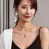 Double Fashionable Layer Heart Cat Pendant Necklace In Sparkling Titanium Steel For Elegant Giving Gift