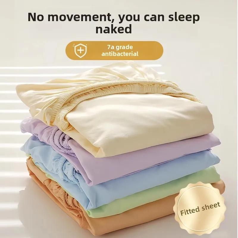 1 PCS Bedding Cotton Fitted Sheet With Elastic Bands High Quality Color Mattress Covers For Single Double King Queen Bed Linen Bedcloth Bedcover