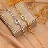 European American Trendy Light Luxury Zircon-studded Hollow Oval Stainless Steel 18K Gold-plated Chain & Link Bracelet for Women