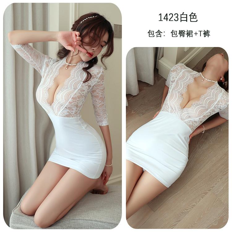 Sexy lingerie lace secretary nightclub leather skirt emo pajamas women's seduction pure desire