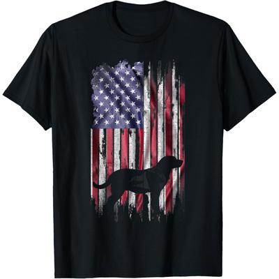 Vintage USA Flag Love Labrador Retriever Dog Lab Silhouette T-Shirt