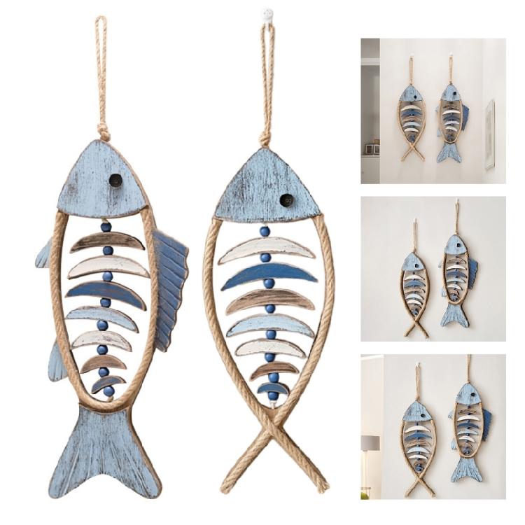 Wood Fish Wall Decorations Handcarved Fish Ornament for Farmhouses Office