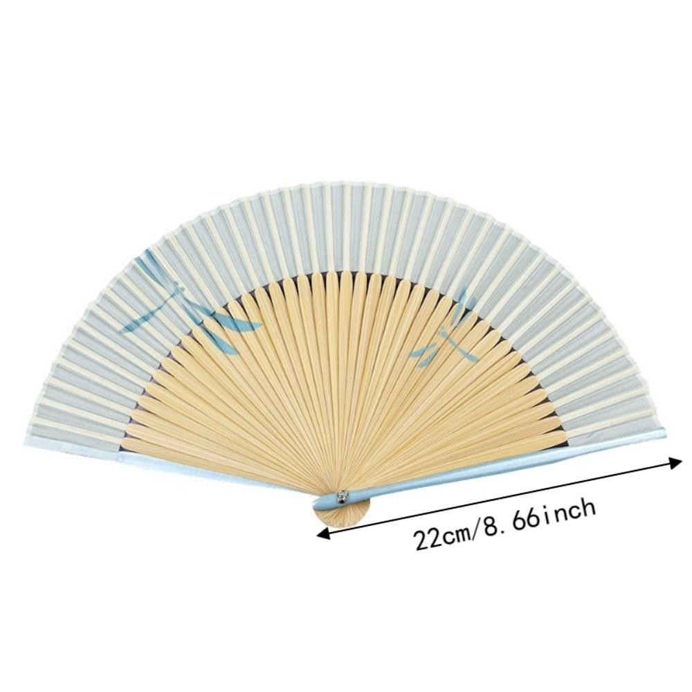 Chinese Style Folding Hand Fan Bamboo Frame Women's Dance Fan Retro Handheld  Fan  Home Use