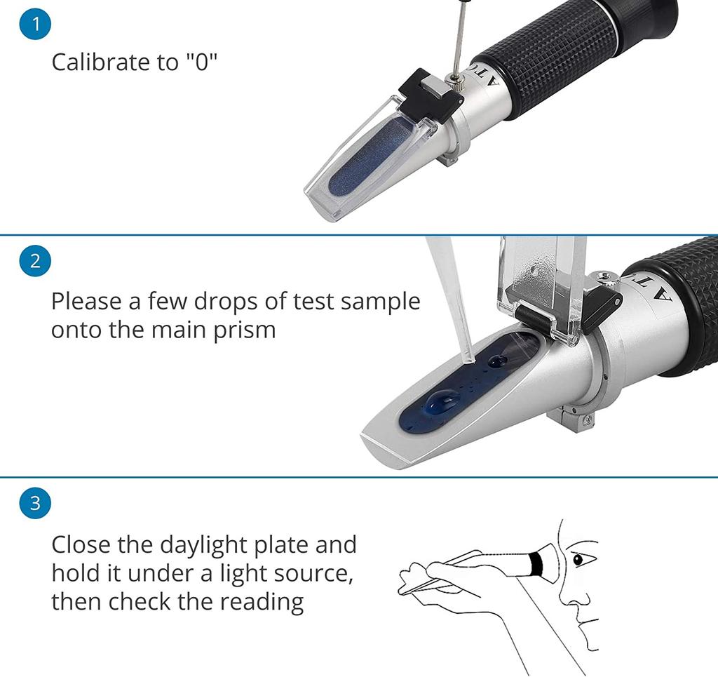 Ręczny Refraktometr Miernik Stężenia Cukru Gęstościomierz 0-32% Brix Saccharimeter ATC Tester Owoce Winogrona