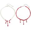 Ingemark Goth Roter Blutkristall Quastenanhänger Choker Halskette für Damen Elegante Imitationsperlenkette Halloween Schmuck Geschenk