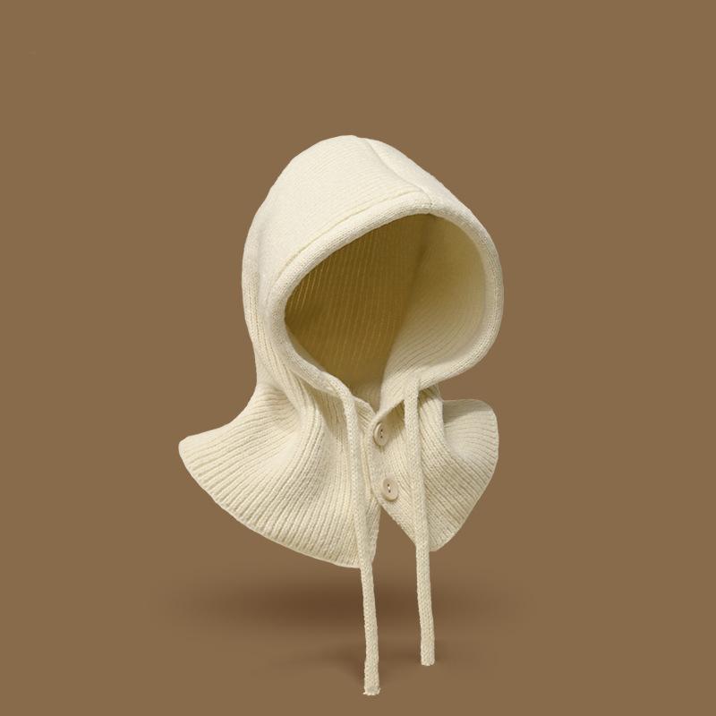 

Горячая девушка роскошный дизайн вязаная балаклава мода поддельный воротник шаль с капюшоном шапка толстые теплые шапки зимние женские шапки 60/61