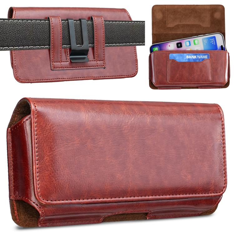 Black Horizontal Vegan Leather Phone Waist Bag For 6.3 Inch Mobile Phone Belt Pouch Portable Carry Holster Case