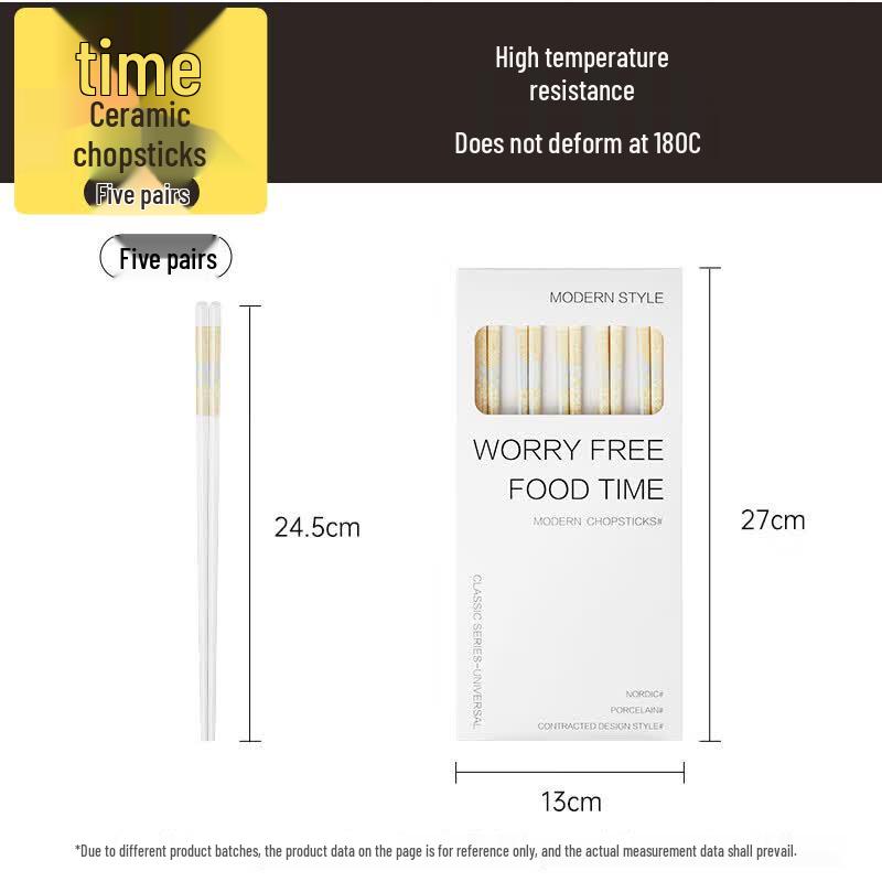 COOKER KING Ceramic Chopsticks - 5 Pairs Set
