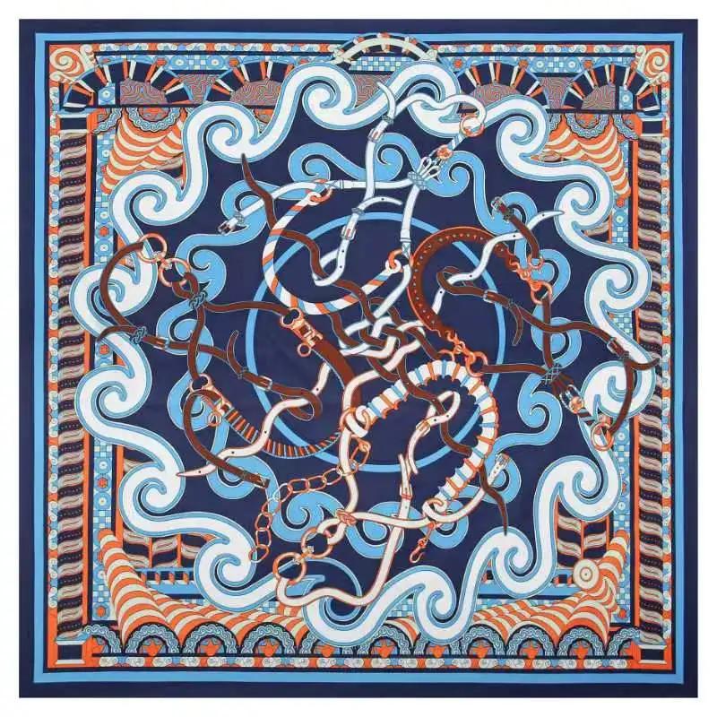 Lenço Mulheres Xales Grandes Estampa Jardim dos Fundos Estolas Lenço Quadrado Lenço de Luxo Hijab Lenços Femininos 130Cm