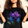 Modern Purple Orchid Flowers Shirt, Soft Luxury Tropical Floral Tee