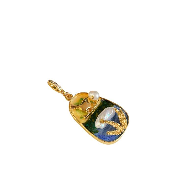 NALA Nala original design drip glaze painted necklace pendant single pendant without chain niche versatile universal clasp pendant