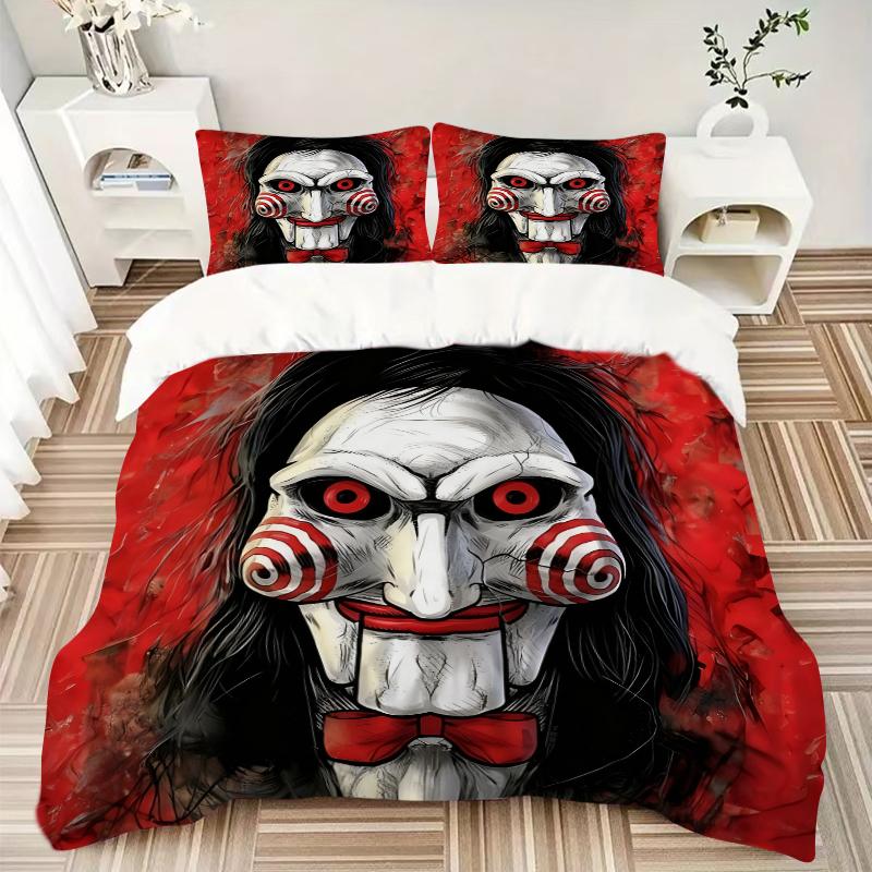 3Pcs Jigsaw Horror Mask Bedding Set Soft Fabric Duvet Cover Pillowcases Home Christmas Xmas Halloween Gift 1 Duvet Cover 2 Pillowcase N1374