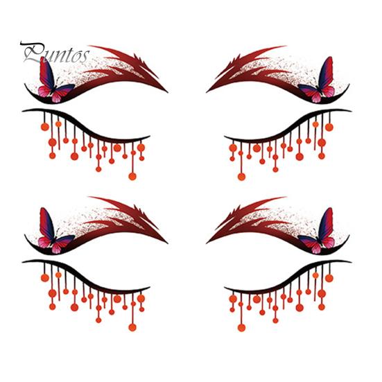 Cosmetic Transfers for Adults 2 Pairs Halloween Eye Tattoo Stickers, Waterproof Temporary Face Decals with Ghostly Decorations Pumpkin Bat Spider Web,