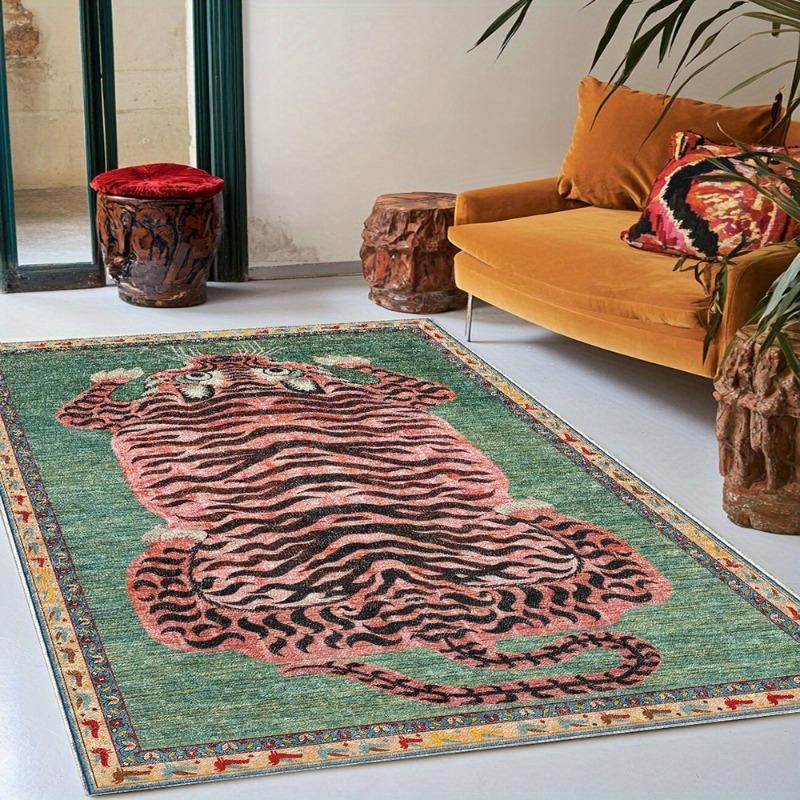 Tappeto Tigre Fondo Lavabile Tibetano Tigre Tibetano Persiano Etnico Cucina Soggiorno Camera da Letto Tappetino Lavabile Area Decor