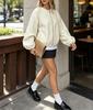 2026 European Women's Autumn/Winter Cashmere Baseball Jacket with Elastic Cuffs and Pockets