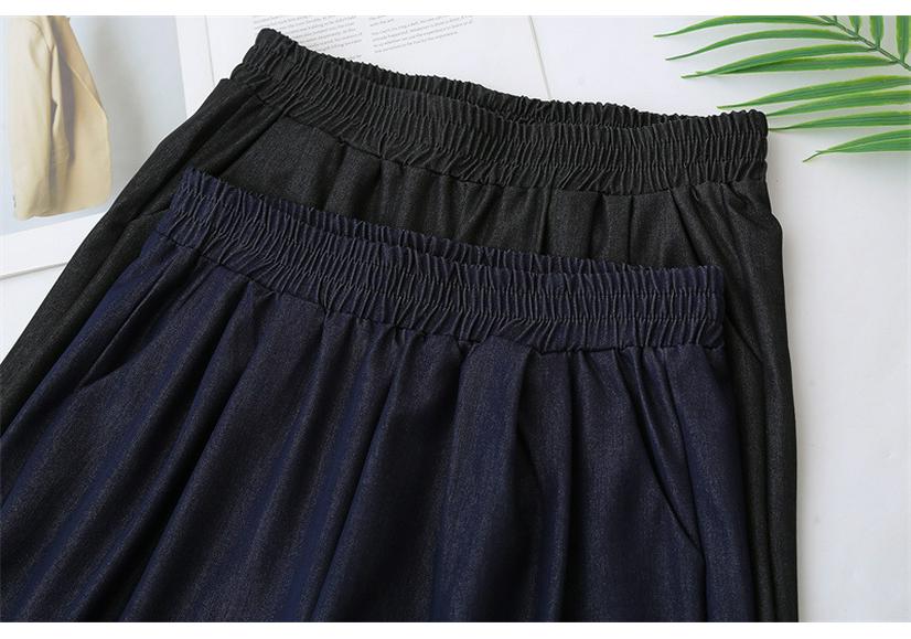 Plus Size Women's High Waist Lace Tencel Denim Capris Shorts - Slimming Wide Leg 
