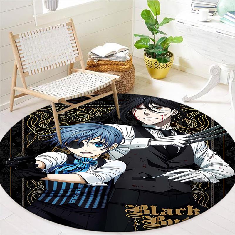 Black Butler Round Area Rug,Carpet Rug for Living Room Bedroom Sofa Playroom Decor,Non-slip Floor Mat