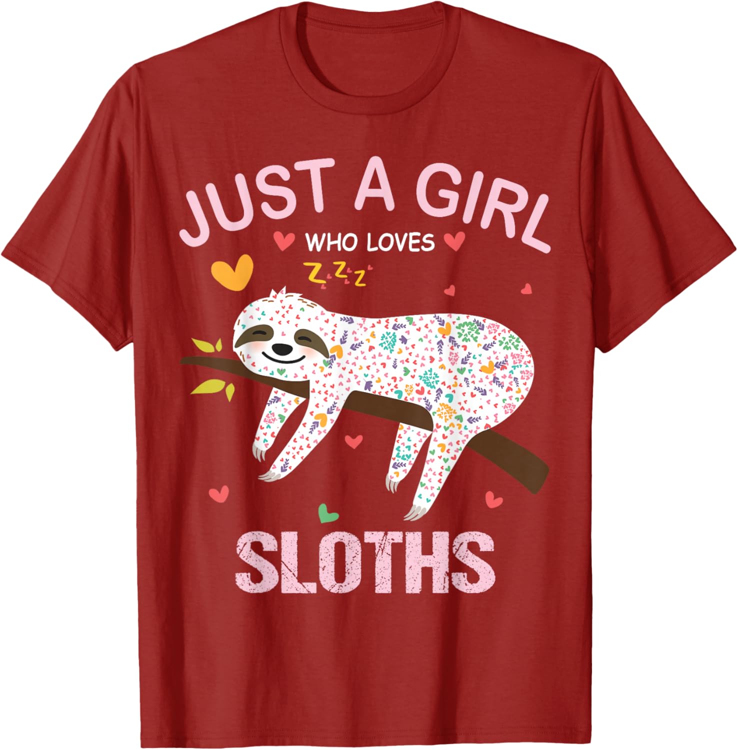 Just A Girl Who Loves Sloths Graphic Tee Short Sleeve Crewneck Cotton Casual T-Shirt for Women S