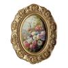 Decoratief Ovaal Vorm Portret Fotolijst Hars Bloemen Reliëf Fotohouder met Achterclip Toegang voor Woonkamer Wandmontage