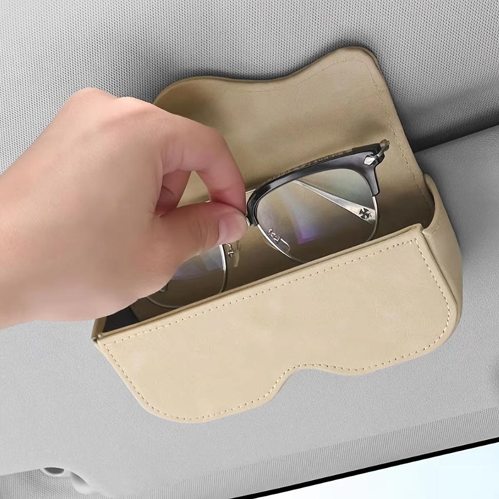Suede Leather Car Eyeglass Case Automatic Closing Non-slip Auto Sun Visor Glasses Holder Magnetic Multi-functional Eyewear Clips