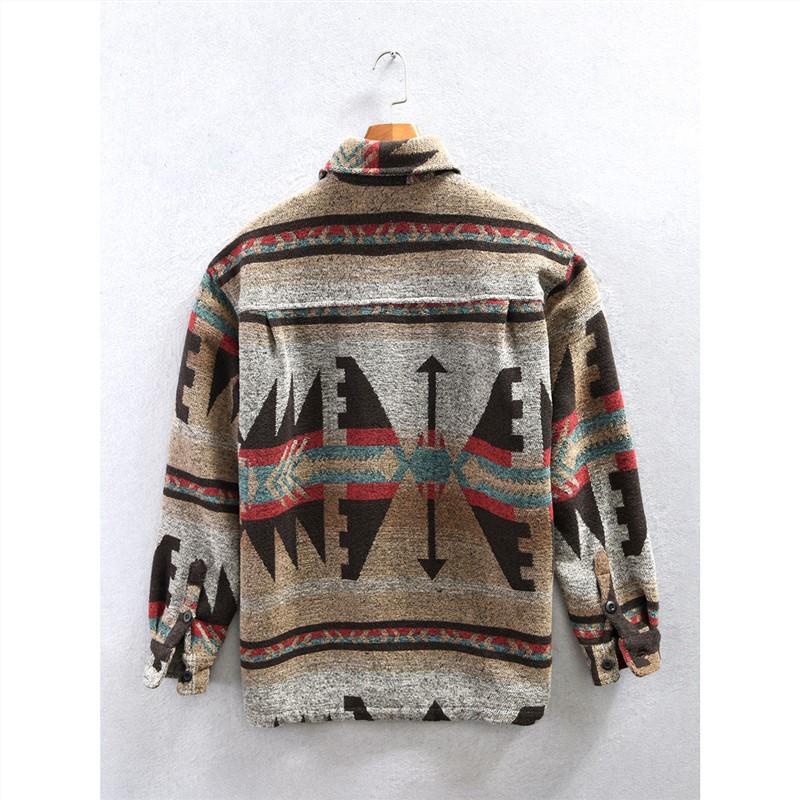 Men's Vintage Floral Thick Flannel Long Sleeve Shirt Jacket