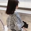Pearls Beading Denim Jacket For Girls Fashion Coats Children Clothing Autumn Baby Girls Clothes Outerwear Jean Jackets Coat