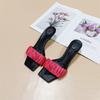 Fashion Female Shoes Slippers Women Summer Heeled Mules Slides Square Toe 2025 High Thin Rubber Scandals Sexy Pumps Shoes Slippers Women