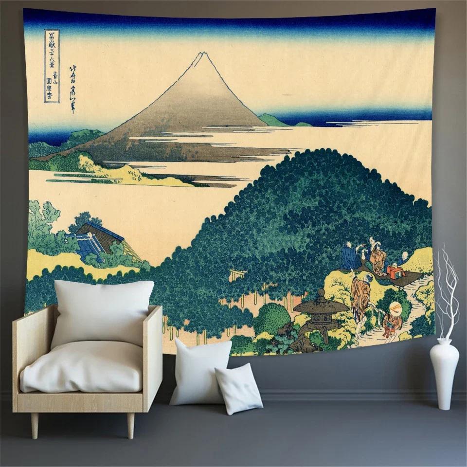 Mount Fuji Japan Tapestry Art Printing Tapestry The Great Wave of Kanagawa Wall Hanging Decoration Household Japanese Tapestry