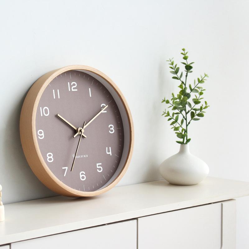 12inch Modern Japanese Style Wooden Wall Clock for Living Room Dining Room Bedroom Silent Quartz Clock 2026 Home Decor