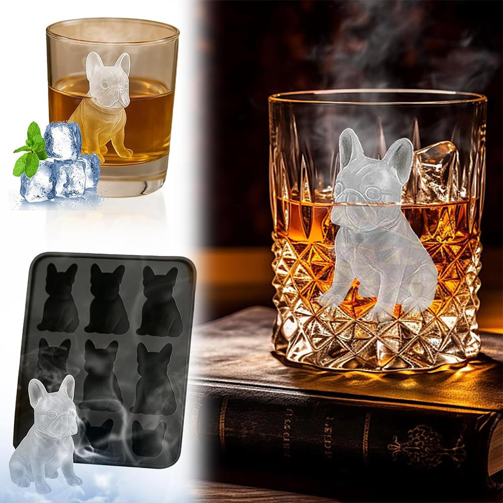 French Bulldog Ice Molds 6-Cavity Ice Cubes Tray for Whiskey Cocktail Bourbon Cute Novelty French Bulldog Gifts for Decor