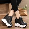 Women's Ankle Boots 2025 Autumn PU Leather Shoes Woman Platform Height Increased Sneakers 11 CM Thick Sole Wedges White Boots