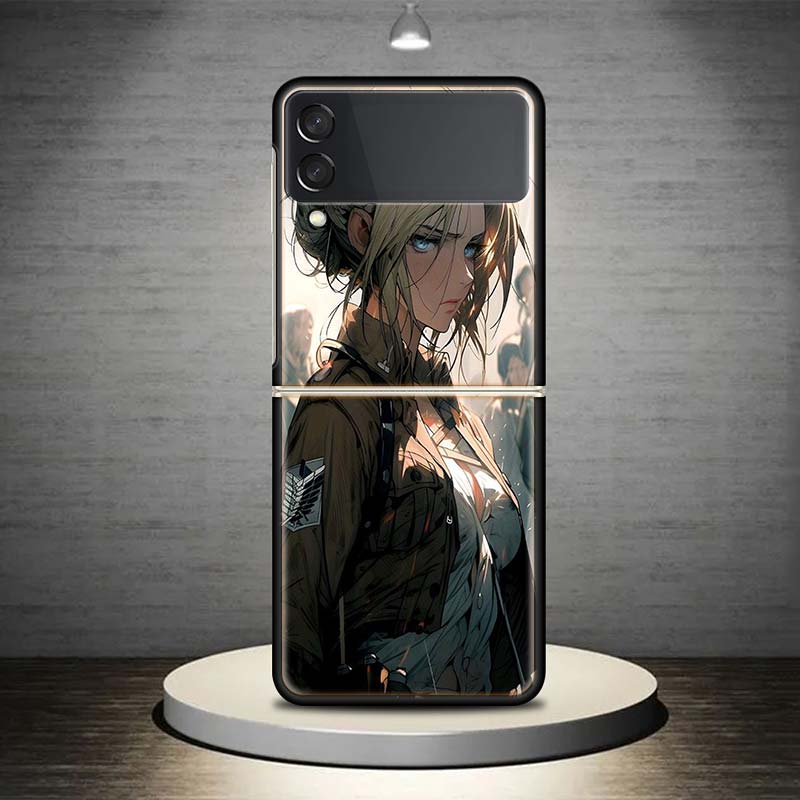 A-Attack on T-Titan Annie Mikasa For Samsung Galaxy Z Flip 7 6 5 4 3 5G Phone Case Black Cover ZFlip 7 6 5 4 3 Shockproof Bumper