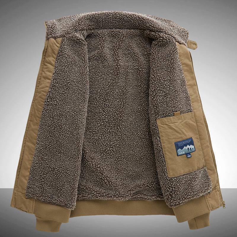 Herbst und Winter Fleece Verdickt Reine Baumwolle Revers Casual Baumwolle Kleidung Mittleren alters und Ältere Lose Große-größe Werkzeug Jacken