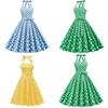 Vintage Polka Dot Cotton Dress With Tie Back And Offshoulder Design For Women