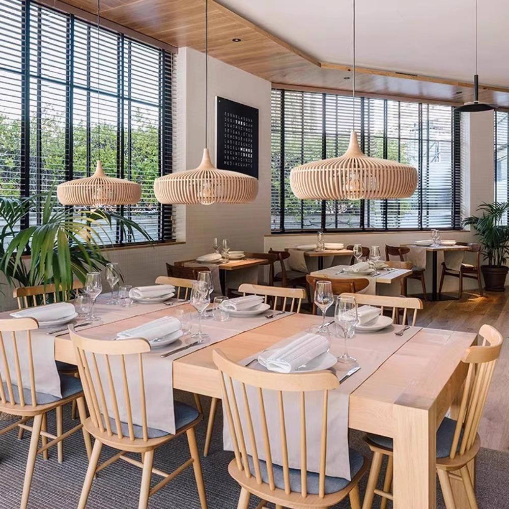 JOYINLED Log Wood Hanging Pendant Lamp Birdcage Creative Luxury Chandelier for Dining Room Study Living Room Loft Lamp Dia.43/55