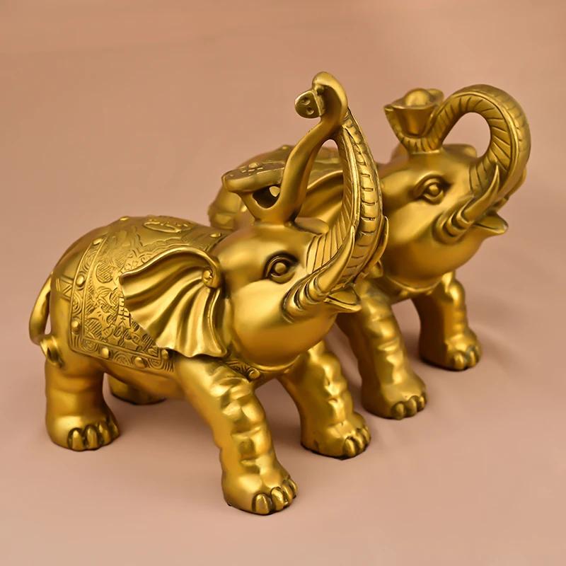 1pairs Copper Lucky Animal Elephant Ornament Yuanbao Ruyi Water Absorbing Home Office Miniatures