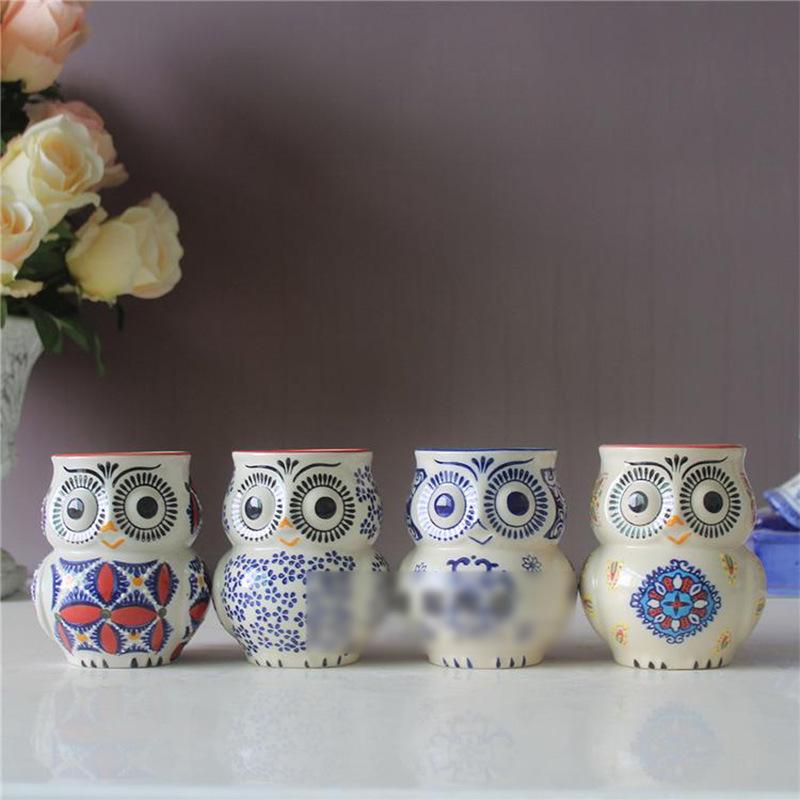 Hand-Painted Pastoral Owl Mug with Handle 