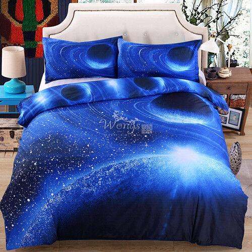 Galaxy Quilt Doona Duvet Cover Set Single Double Queen King Size Bed Pillow Case