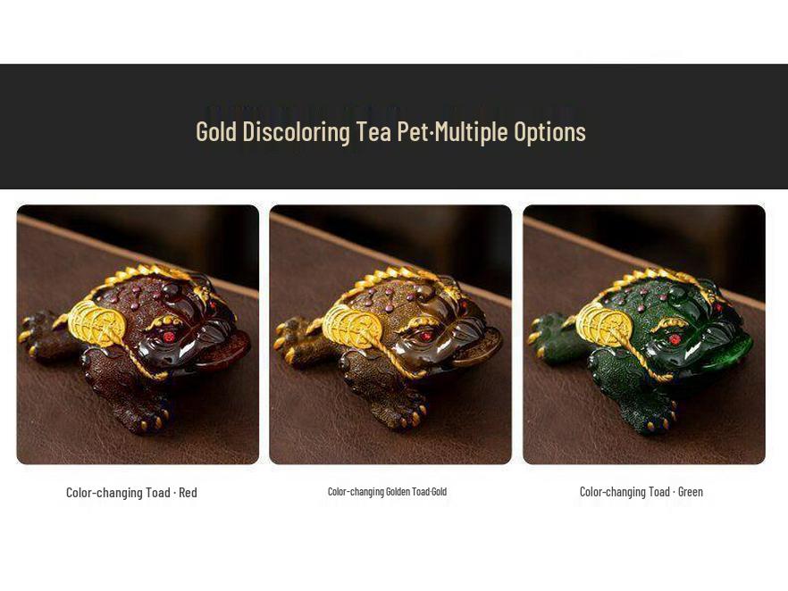 2024 Color-Changing Golden Toad Tea Pet - Elegant Wealth-Attracting Tea Table Accessory