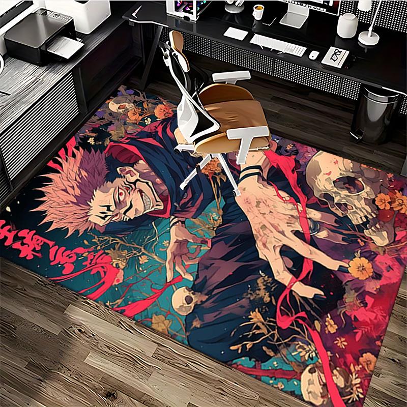 1 Stück Anime Cartoon Design Stuhlmatte, Jujutsu Kaisen Satoru Gojo Inspiriertes Büroteppich, Rutschfester Teppich für Schreibtisch, Heimdekoration, Wohnzimmer, Schlafzimmer, Spiel R