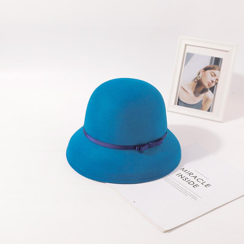 New Woolen Bucket Hat for Women's Autumn and Winter High-end Sense Xiaoxiang Dome Retro Temperament Celebrity Top Hat