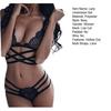 2 Pcs/Set Sexy Women Bra Underpants Suit Hollow Out Slutty Wire Free Cross Strap Lady Underwear Set for Daily Wear